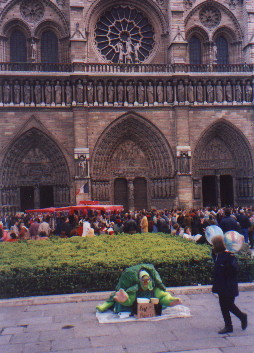 Turtle performer at Notre Dame Cathedral